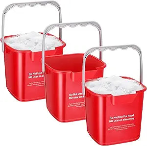 Uiifan 3 Pcs 6 Quart Cleaning Bucket Small Sanitizing Square Bucket Detergent Pail Plastic Cleaning Pail with Handles and Measurements Spout for Home Commercial Restaurant Kitchen Office(Red)