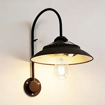 Solar Barn Lights with Motion Sensor - Metal Solar Porch Lights Outdoor with 4 High Efficiency Solar Panels - Rustic Wall Lights for Chicken Coop & Shed FarmhouseBlack