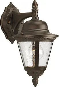 Progress Lighting Westport Collection 1-Light Clear Seeded Glass Traditional Outdoor Small Wall Lantern Light Antique Bronze