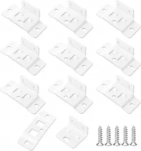 10 Pack Stainless Steel Furniture Connectors, Heavy Duty Corner Desk Connectors & Removable Table Brackets with Screws for Cabinets, Drawers, Tables, Chairs (White)