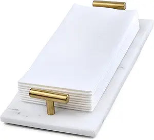 Guest Towel Holder Tray for Bathroom - White Marble-Tray - Napkin Holder for-Bathroom - Paper Hand Towel Holder.