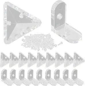 Piutouyar 20 Pack Acrylic Corner Brackets, L-Shaped & Triangle Corner Brace