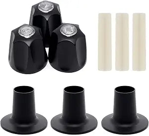 3-Piece Shower Handle Set with Escutcheon Plate - Universal Fit for Bathroom Mixing Valves - Chrome Plated Finish