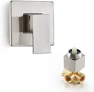SKOWLL Shower Valve Kit, Single Handle Mixing Valve Shower Control Valve Kit Single Function Rough-In Valves Set, Brushed Nickel Tub Valve and Trim Kit