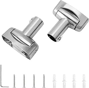 2 Pack Shower Curtain Rod Brackets, Adjustable 180Rotation, Curved Shower Curtains Rod Sturdy Zinc Alloy Wall Mounted Shower Curtain Rod Holder for Bathroom,Wardrobe,Kitchen,Silver(with Screws)