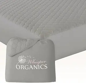 100% Cotton Organic Mattress Pad - Breathable & Cooling Mattress Protector King - Premium 300GSM Quilted and Machine Washable - Fairtrade & GOTS Certified Bed Protector (Grey, King)