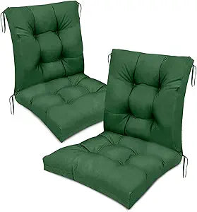 Outdoor Wicker Chair Cushions Set of 2 Waterproof Gark Green High Back Rocking Chair Pads with Ties Thickened Patio Seat Cushions for Outdoor Furniture, 41.7"*20.8"*3.9"