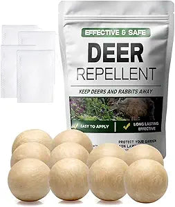 LAQDECDV Deer Repellent, Rabbit Repellent Outdoor, Deer Deterren for Yard & Garden, Bunny Repellent Balls, Keep Deer, Elk, Moose Away from Plant/Tree, Deer & Rabbit Repellant, 90 Days Protection-10P