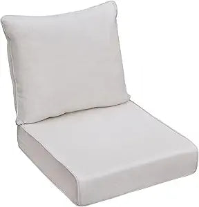 Skypatio Outdoor Deep Seat Chair Cushions Set 24 x 24 Inch, Waterproof UV-Resistant Thick Patio Chair Replacement Cushions Set for Outdoor Furniture, Porch, Patio (Ivory)