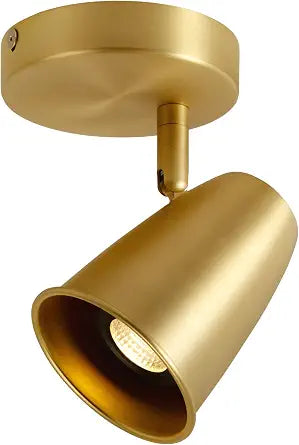 Aisilan Gold LED Ceiling Spotlight, Adjustable GU10 Surface Mount Light, Brushed Gold 7W 3000K Warm White Indoor Spotlight for Kitchen Living Room Artwork, Track Lighting Style