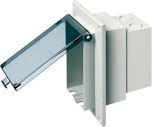 Arlington DBVR1C-1 Low Profile IN BOX Electrical Box with Weatherproof Cover for Flat Surface Retrofit Construction, 1-Gang, Vertical, Clear