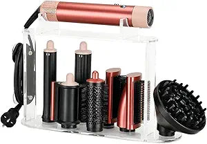Storage Holder Compatible with Dyson Airwrap Styler Accessories, Upgraded Acrylic 7 Holes Countertop Organizer Stand, Desktop Organizer for Attachments for Bathroom
