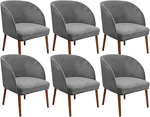 6 Pack Velvet Curved Back Mid Century Modern Accent Covers Round Back Wingback Chair Slipcovers for Office Kitchen Room Furniture Protector