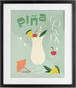 Pina Colada Minimalism Tropical, 13 x 16 Inch Framed Print Under Glass