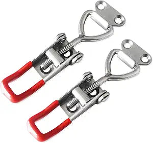 2pcs Toggle Latch Clamp 4001, Adjustable 304 Stainless Steel Pull Hasp Latches, Quick Release Hand Tool Toggle Clamp for Smoker Lid Jig,Case Trunk,Door,220Lbs Holding Capacity