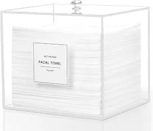 Disposable Face Towel Holder, Acrylic Face Towelettes Storage Box for Face Towels, Facial Towel Containers, Makeup Remover Cloth Organizer