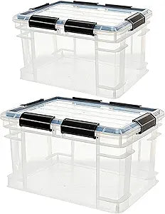Clear Plastic Storage Bin with Lids, Stackable Nestable Tote with Tight Latch and Seal, Heavy Duty BPA-Free Organizer Container for Home, Closet, Garage Organization(6 Clips, 23QT 40QT)