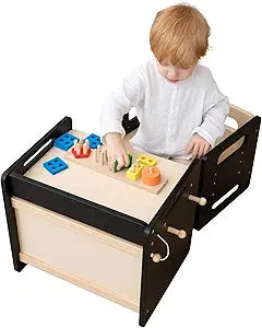 bpmfkid Montessori Weaning Table and Chair Set - Adjustable Design for Toddlers, Ideal for Mealtime, Learning, and Play, Black