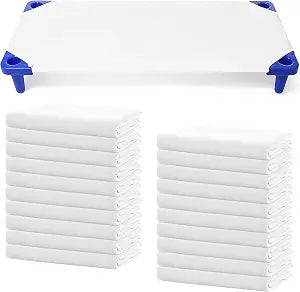 20 Pack Bulk Cot Sheets for Daycare Standard Size 23" x 51", Daycare Essentials,Soft & Comfortable Fitted Cot Cover, Preschool Kids Nap Time Sheets with Elastic Corner Loops