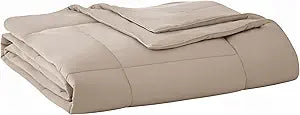 Berkshire Cooling Blanket, Cool-Touch Jersey Quilt (Only), Lightweight Breathable Bedding, Soft, Moisture-Wicking Coverlet for Hot Sleepers, All-Season Bedspread for Bedroom (90" x 90", Light Taupe)