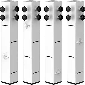 2025 Up-Grade Carbon Steel Bed Risers 2.3" Diameter Dorm Bed Riser Adjustable Height (3.2", 5.1", 8.1" or 11.2") Supports 10,000 lbs for Dorm Beds, Tables & Furniture(White)