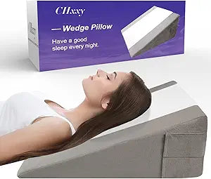 CHxxy Memory Foam Bed Wedge Pillow (10"x24"x24") - Acid Reflux & Back Pain Relief, Anti-Snoring Incline Design, Removable Washable Cover for Sleep & Post-Surgery Support