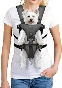 YUDODO Front Pet Carrier Backpack for Small Dogs, Secure and Breathable Mesh Travel Dog Carrier with Safety Belt, Ergonomic Support, Adjustable for Walking, Hiking (Black, M)