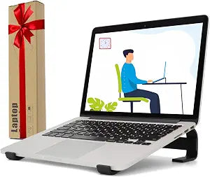 Laptop Stand for Desk, Ventilated Aluminum Laptop Riser, Black