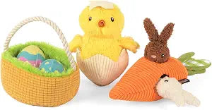 P.L.A.Y. Cute Plush Dog Toys - Hippity Hoppity Easter Themed Durable Squeaker Chew Toys, Great for Puppies & Small, Medium, Large Dogs - Machine Washable, Recycled Materials (3 Piece Set)