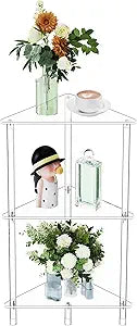 Clear Triangle Acrylic Side Table for Small Space, 11.81" L x 11.81" W x 26.7" H, 3-Tier Transparent Corner Shelf Stand End Table, Corner Storage Display Rack for Living Room Bedroom Bathroom