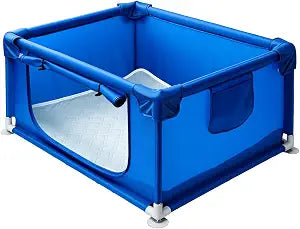 Whelping Box for Dogs and Puppies, 27.635.417.7in Puppies Playpen, Overall 210D Oxford Fabric with Absorbent Whelping Pad, for Small Dogs and Cats(Blue)