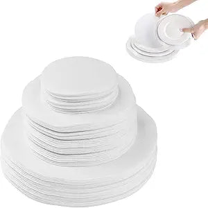 Thick Felt Plate Separators, Set of 192 with 3 Different Sizes Round Plate Protectors Pads Storage Dividers for China Dish Cookware Protecting and Stacking, White
