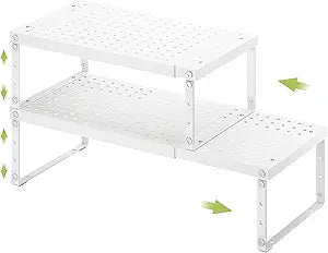 RUILALIFE Expandable Cabinet Organizer Shelf With Adjustable Height, Stackable Kitchen Countertop Organizer Rack, Adjustable Shelf Riser For Kitchen Counter, Pantry, Cupboard, Desk, Tabletop