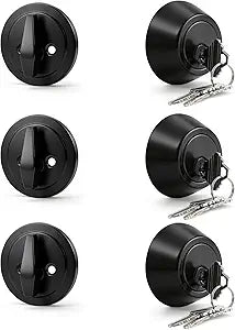3 Pack Single Cylinder Deadbolts Flat Black, Keyed One Side Deadbolt Lock, Matte Black Interior & Exterior Door Hardware (for Entrance Lock and Front Gate)