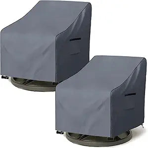 Outdoor Swivel Chair Cover 2 Pack,600D Heavy Duty 100% Waterproof Outdoor Chair Covers,Patio Furniture Covers for Swivel Patio Chairs,27.5" W x 32.5" D x 36" H,Grey