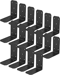Heavy Duty L Shelf Brackets, 5"5"2.5" 90 Degree Corner Brace, Metal Angle Brackets for Floating Shelf, Countertop, Furniture, Bookshelf, Fence, Pergola Support (Black-16PCS)