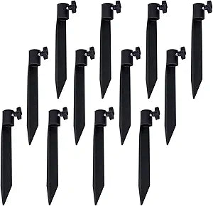 Outdoor Metal Stakes for Ground, Garden Stakes for Lights,Used for Replacement Metal Ground Spike in Live Flame Torches and Solar Lights-6.7 Inch (Black 12 Pack)