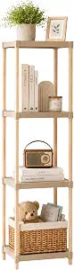 4-Tier Solid Wood Shelf  Tool-Free Assembly for Home & Office, Standing Shelf Units