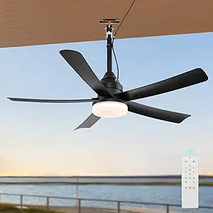 AHAWILL Outdoor Ceiling Fan with Light,42" Gazebo Fan,3CCT Dimmable,Waterproof Plug in Ceiling Fan,Outdoor ceiling Fans for Patios,Porch,Gazebo.Black