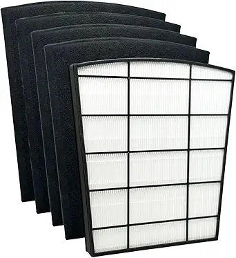 HP800 Filter Replacement Set Compatible with Hunter HP800 Multi Room Large Console Air Cleaner Purifier, Part Number H-HF800-VP H-PF800, 1 Filter and 4 Carbon Pre-Filter