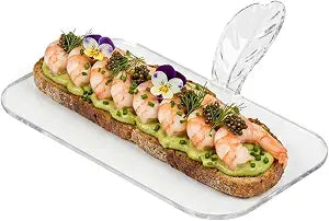 Restaurantware 4 x 2.2 x 1 Inch Rectangle Appetizer Plates 100 Disposable Pastry Plates - Built-In Handle Premium Clear Plastic Dessert Plates with Handle Serve Appetizers Or Desserts