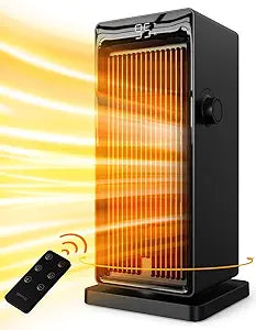 SANVINDER Space Heater, 1500W Space Heaters for Indoor Use Electric Heater for Bedroom, ECO Thermostat 90┬░ Oscillating 24H Timer, Fast Heating, Remote Control, Safe for Home Office Room