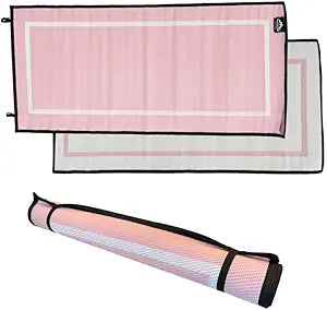 Mountain Mat 3x6 Pink & White RV Mat  Extra Thick Recycled Poly Rug  Waterproof, Heavy-Duty, Reversible  Stylish Luxury Outdoor Rug Beach Pink & White, 3'x6'