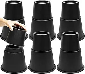 8 inch Bed Risers Adjustable Furniture Risers - Heavy Duty Non-Slip Lift Supports for Beds/Couches/Sofas, Durable Round Design with Creates Storage Space (6 Pack Black, 3/5/8 inch Round)