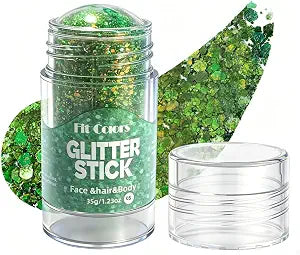 Green Glitter Stick ï¿½ï¿½ï¿½ Sparkling Hair & Face Glitter Gel, Sequins Glitter Face Paint for Concerts, Rave Accessories, Chunky Sequins Mermaid Style, Halloween & Festival Bo