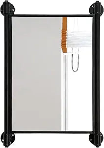 Industrial Pipe Mirror for Bathroom,Rectangle Iron Wall Mirrors for Living Room Bedroom(27.5 x 19.68 in)