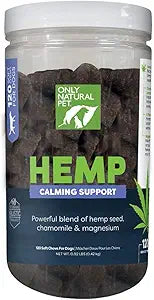 Only Natural Pet - Natural Hemp Soft Chew Bites for Dog Stress & Anxiety Relief - L-Theanine, Chamomile & Lemon Balm - Calming Chews for Dogs - 120 Count