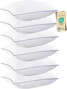JOLLYVOGUE Pillows Standard Size Set of 6, Washable Supportive 6 Pack Bed Pillows with Super Soft Down Alternative Fill, Luxury Fluffy Hotel Quality for Side, Back and Stomach Sleepers
