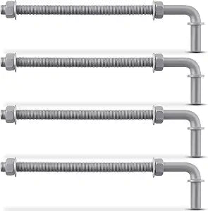Otooling 4 Pack 5/8"-11 J-Bolt Gate Hinges, Galvanized Fence Hardware,11"