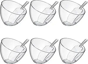 Hoolerry 12 Pcs Serving Bowls Kit Include Clear Plastic Bowls for Parties and Popcorn Measuring Scoops Acrylic Plastic Kitchen Angled Candy Scoops for Office Canister Salad Cooking (35 oz)